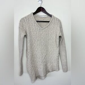 Athleta Cable Knit Sweater Women Small Cream Long Sleeve Chunky Wool Cashmere